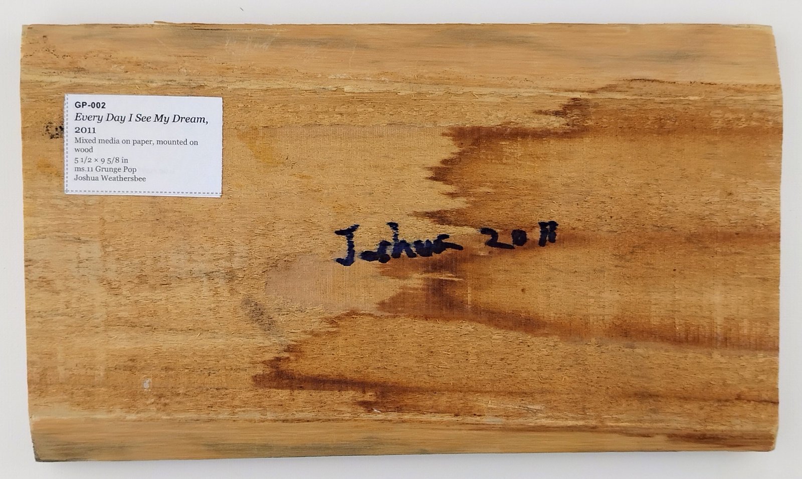 Back of Every Day I See My Dream, showing signature and label