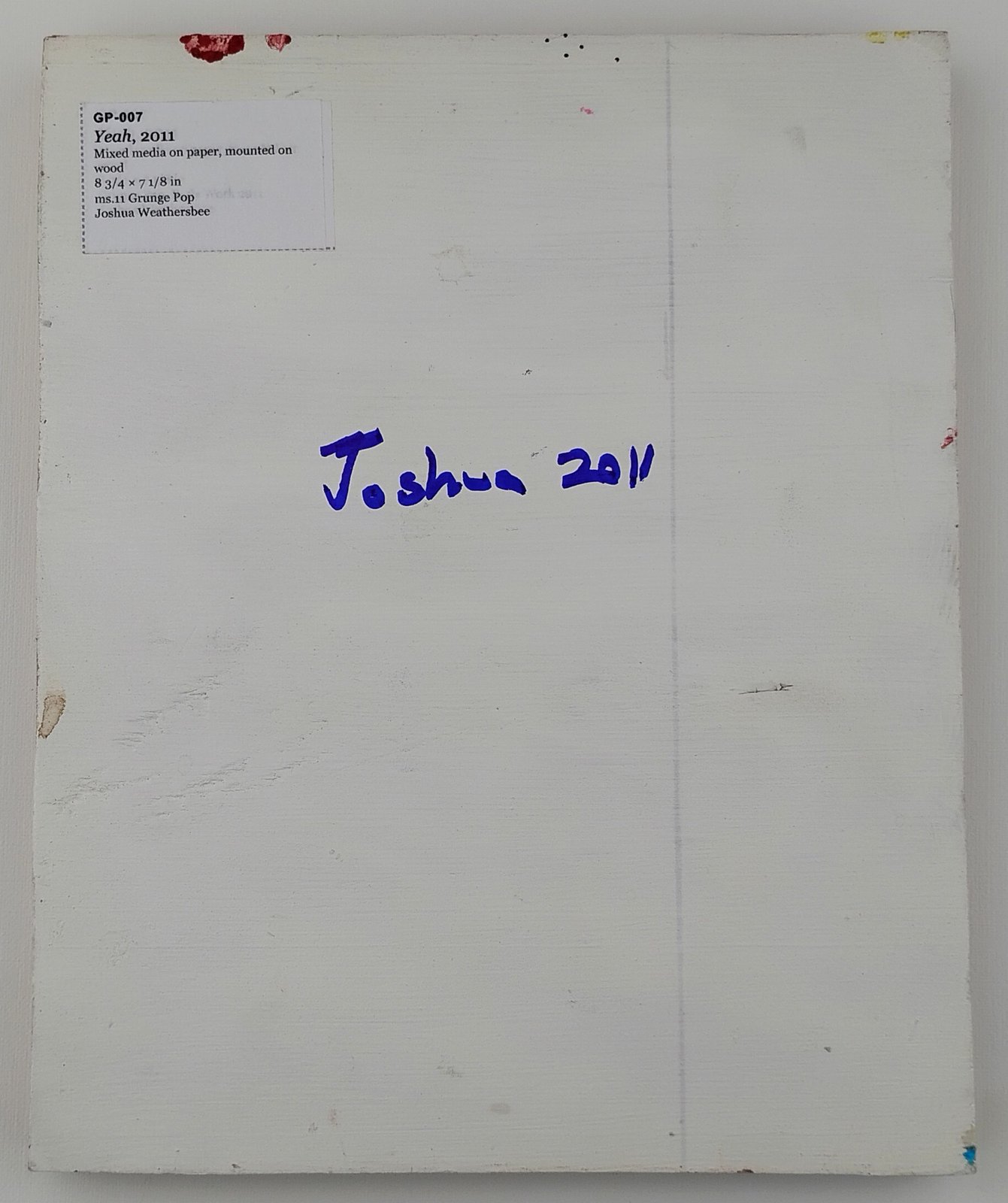 Back of Yeah, showing signature and label