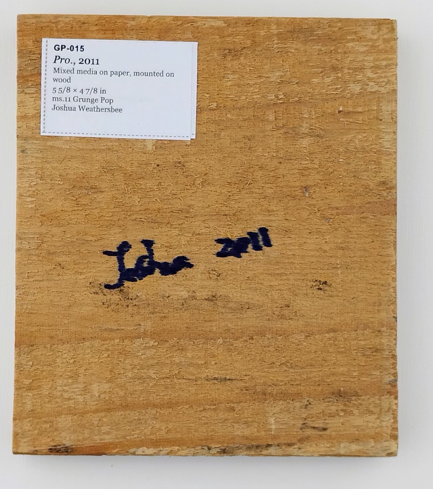Back of Pro., showing signature and label