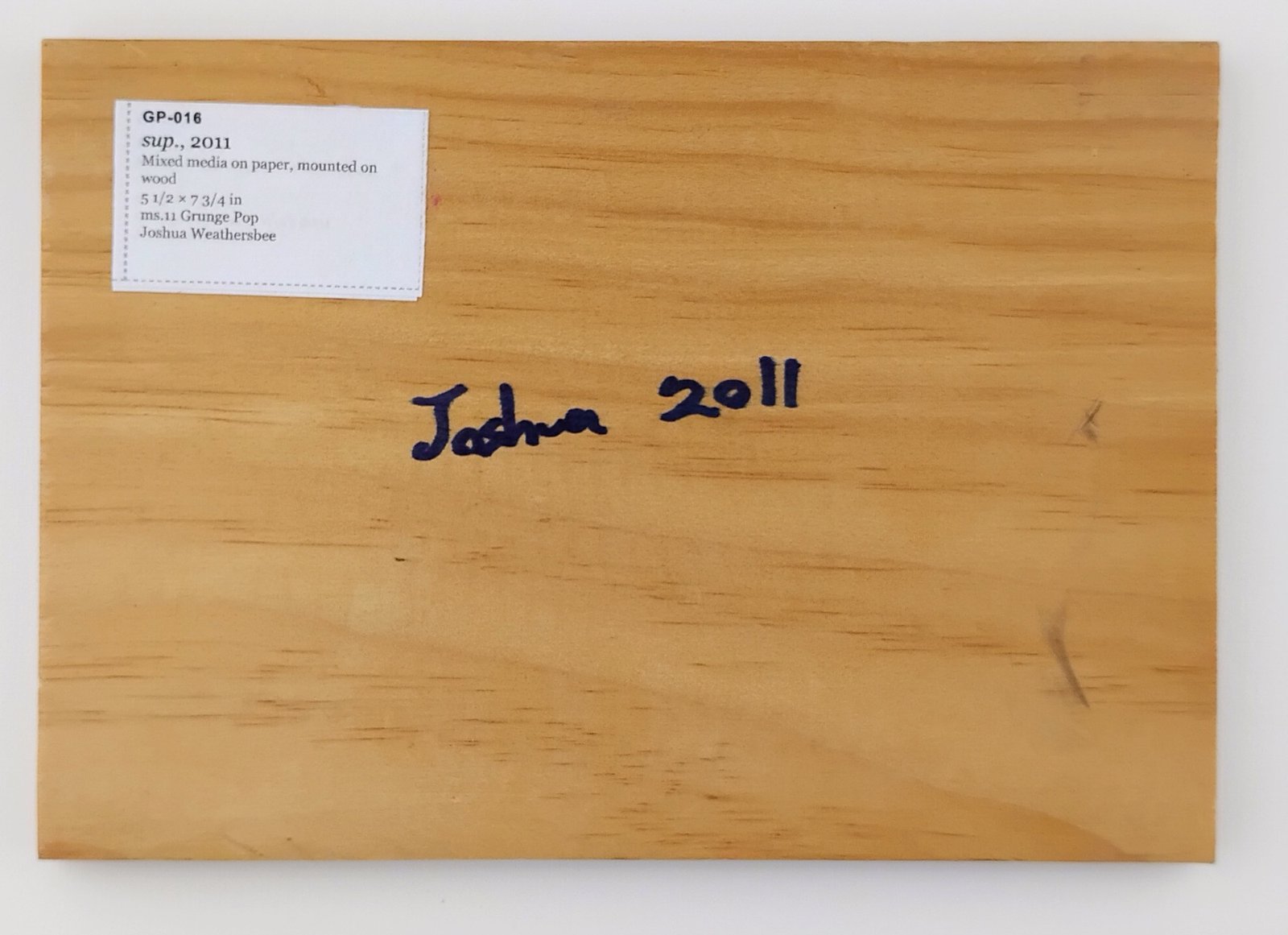 Back of sup., showing signature and label